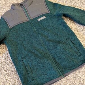 Eddie Bauer Dark Green Kids Fleece Jacket with Black Trim